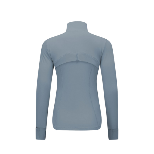 Women’s Stretchy Activewear with Silver Zipper Detail for Hourglass Shape